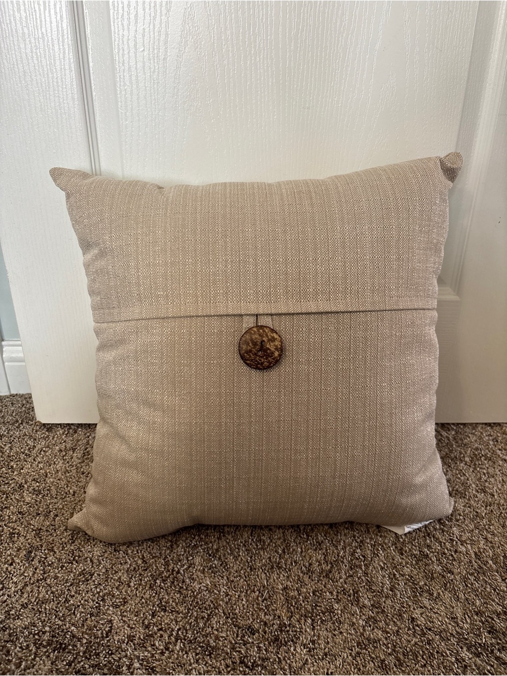 Beige Decorative Pillow with Button Accent